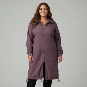 Daisy Women’s Long Purple Hooded Parka Jacket - Size XL